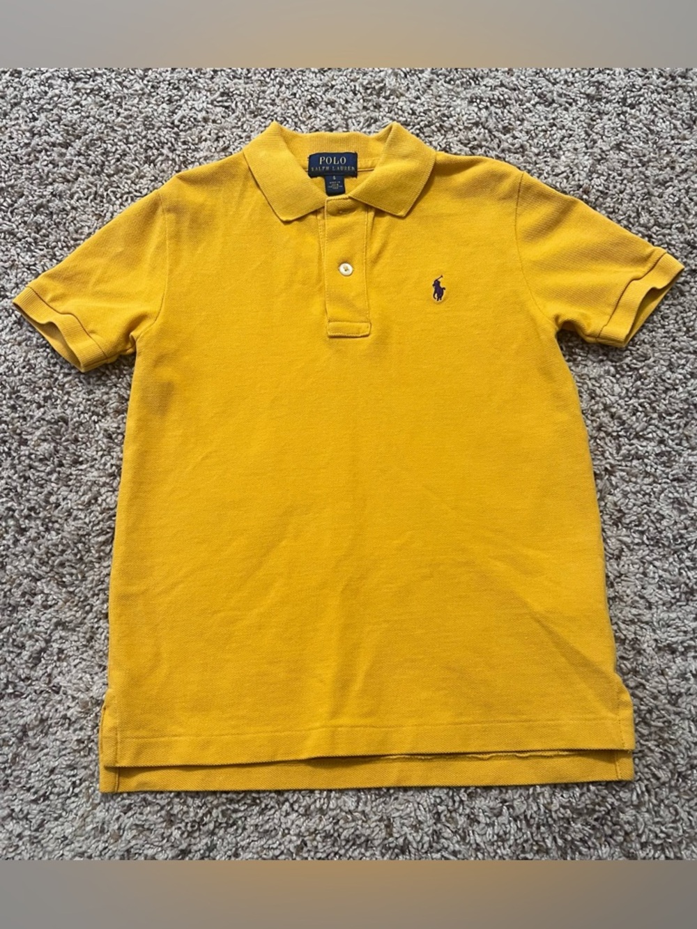 Polo by Ralph Lauren Gold Polo Shirt with Purple Pony Size 6